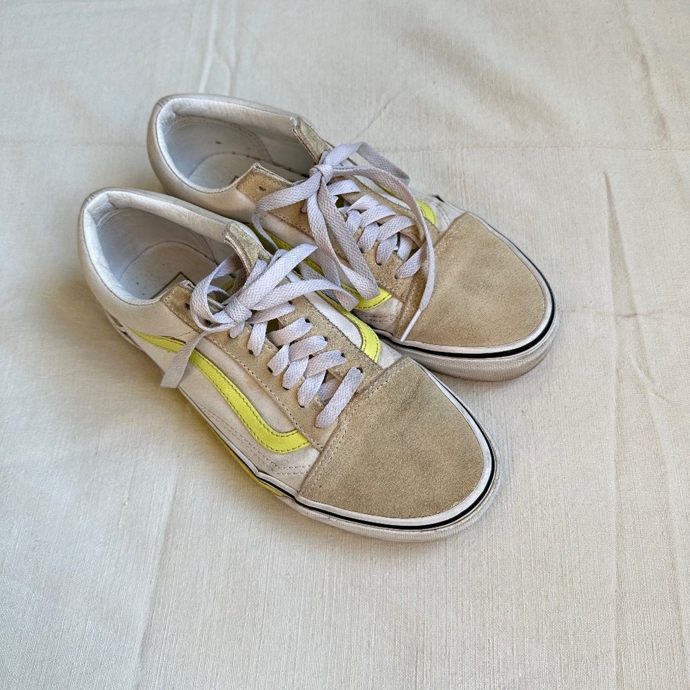 Vans Cream Suede and Canvas Sneakers